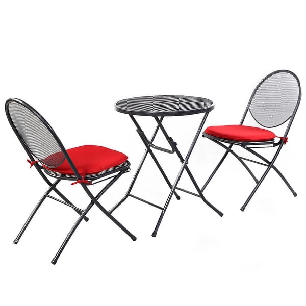 Shop Costway 3 Pcs Folding Steel Mesh Outdoor Patio Table Chair