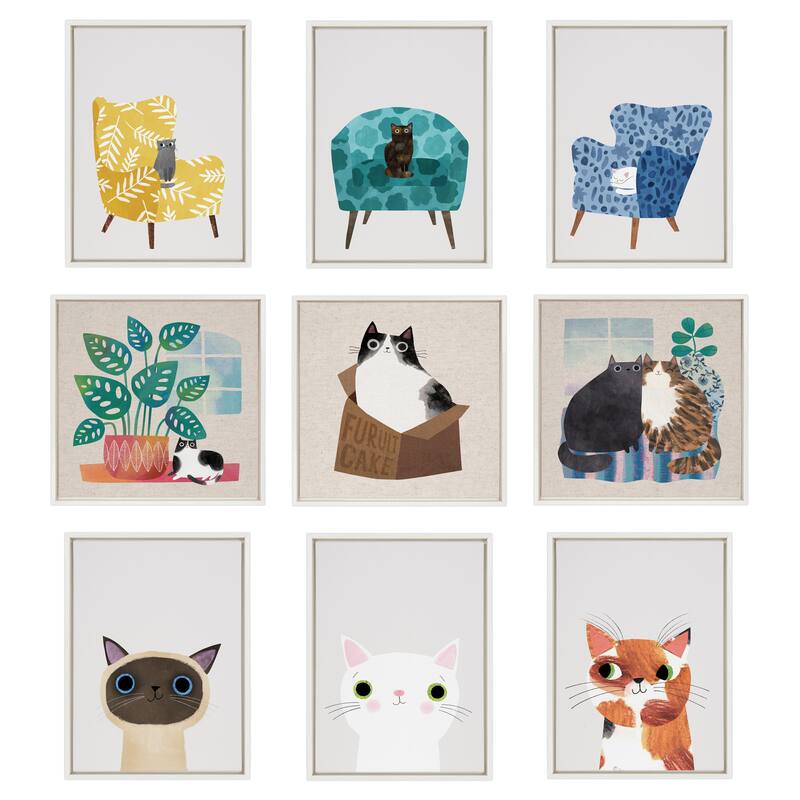 Kate and Laurel Sylvie Siamese Cat Framed Canvas by Planet Cat