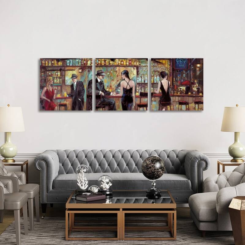 iCanvas "Happy Hour" by Ruane Manning 3-Piece Canvas Wall Art Set - 30x90x1.5
