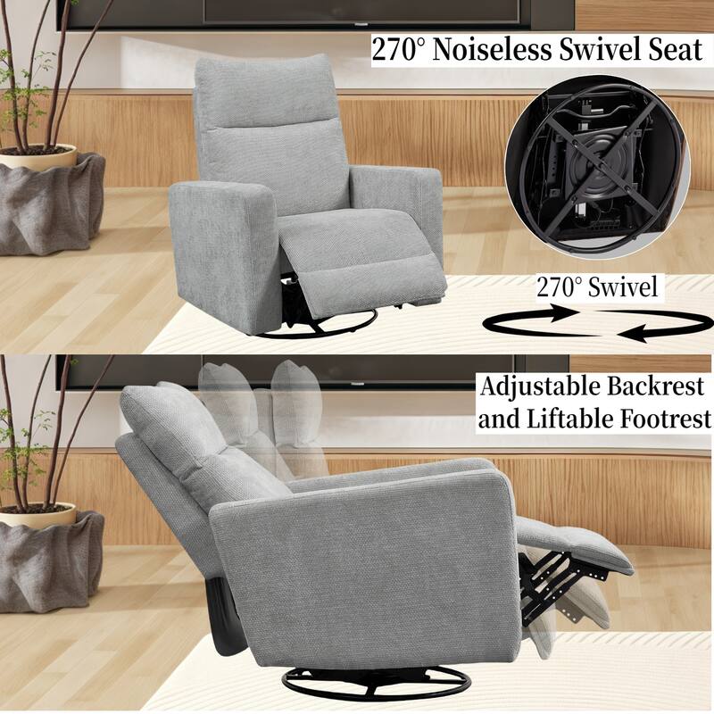 Olmas 33.5"W Power Swivel Glider Recliner with USB Charger