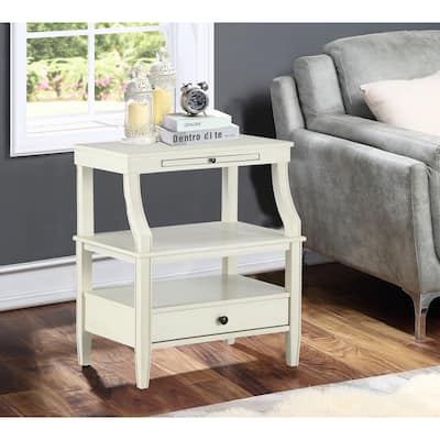 Newland Nightstand, Wooden Side Table with 1 Drawer and 1 Hidden Tray, Accent Side Table with 2-Tier Storage Shelves