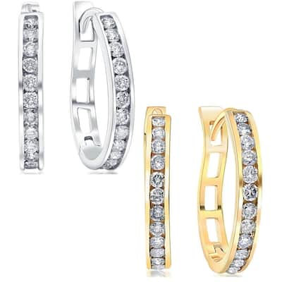 1/2Ct Diamond Hoops in White or Yellow Gold