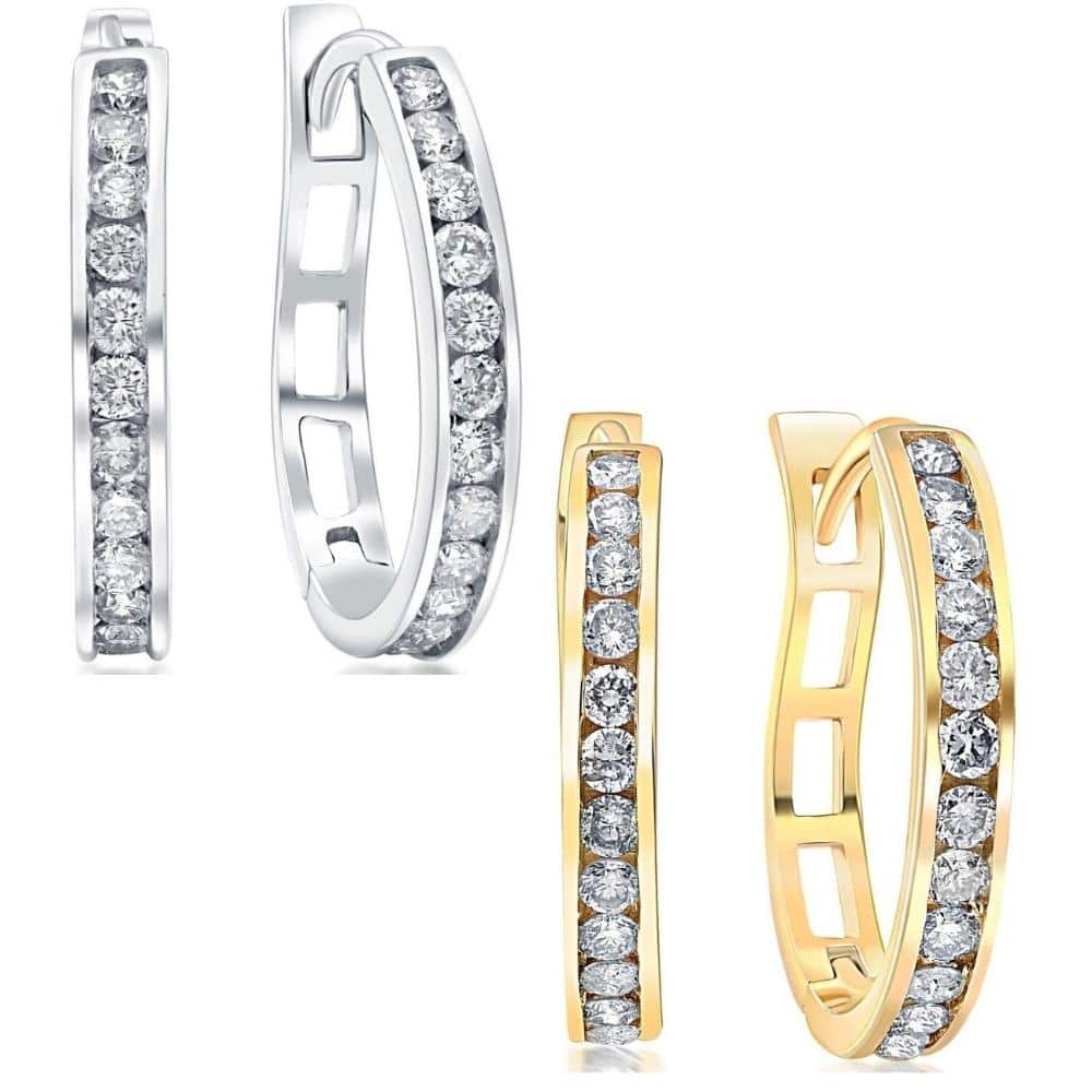 Bliss Diamond 1/2Ct Diamond Hoops in White or Yellow Gold