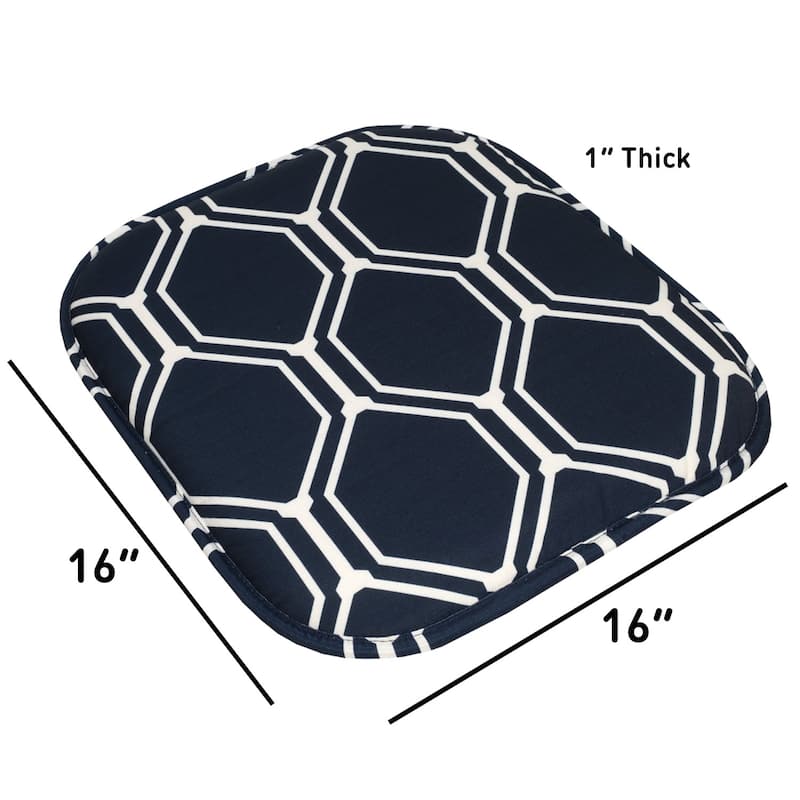 Sweet Home Collection Mirage Hexagonal Memory Foam No Slip Back Chair Pad Cushion 16" x 16"