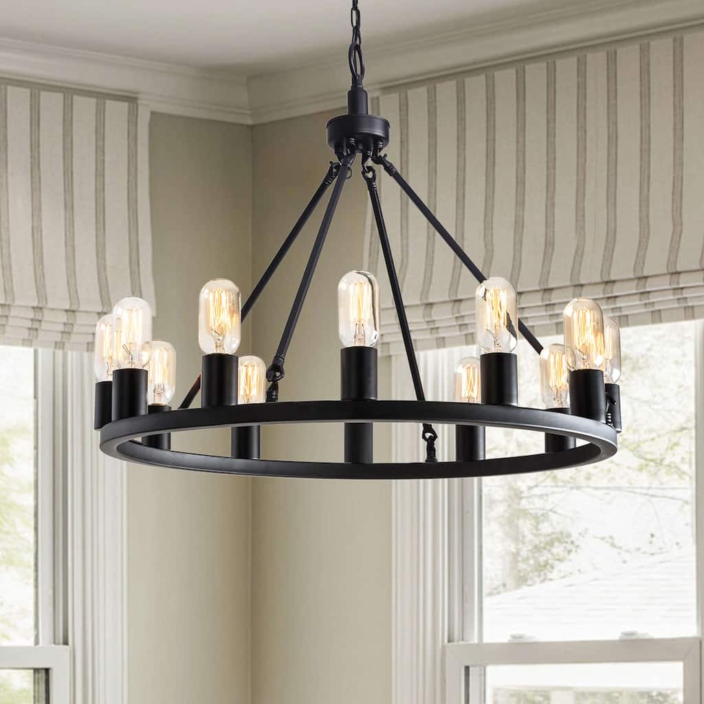 Eva Black 12-light Metal Round Chandelier