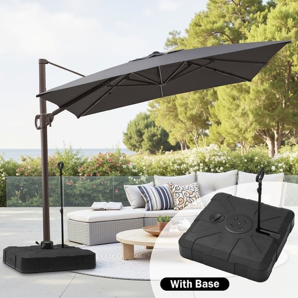 11 x 9 FT Aluminum Outdoor Patio Offset Cantilever Umbrella with Base - On Sale - Bed Bath & Beyond - 42906824 11 x 9 FT Aluminum Outdoor Patio Offset Cantilever Umbrella with Base - On Sale - Bed Bath & Beyond - 42906824