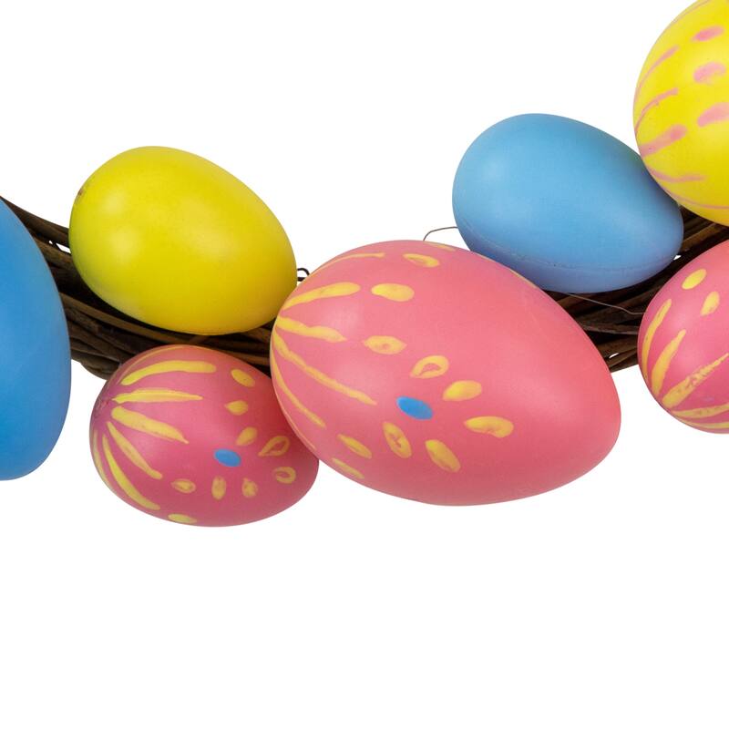 Easter Egg Spring Wreath - 10" - Blue/Yellow/Pink