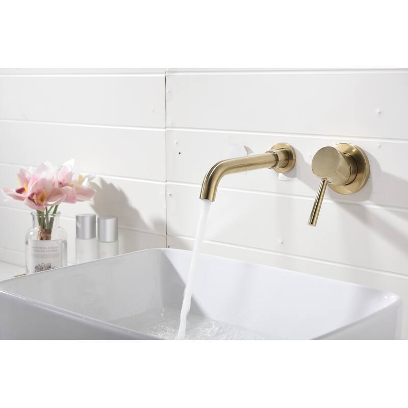 Wall Mounted Bathroom Sink Single Handle Faucet with Pop Up Drain, Silent Splash Proof, No Overflow, Easy Clean - Yellow
