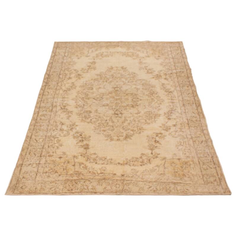 ECARPETGALLERY Hand-knotted Antalya Vintage Cream Wool Rug - 5'7 x 8'11