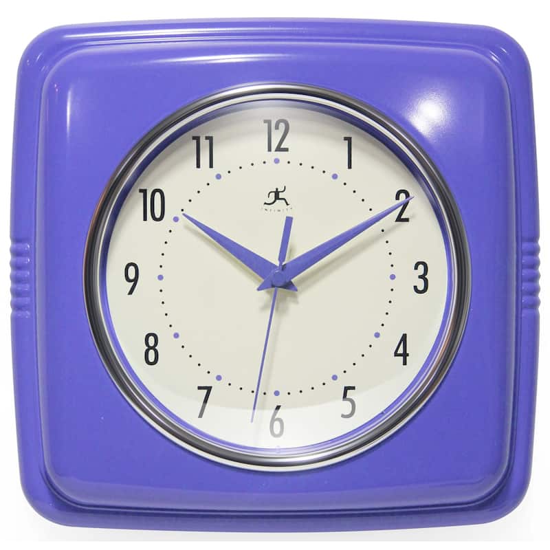 Infinity Instruments Retro 9.25-inch Square Wall Clock - 9.25 x 1.875 x 9.5 - Periwinkle