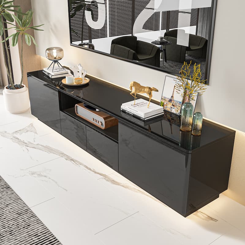 TV Stand TV Entertainment Center Led Light High Gloss Television Stand