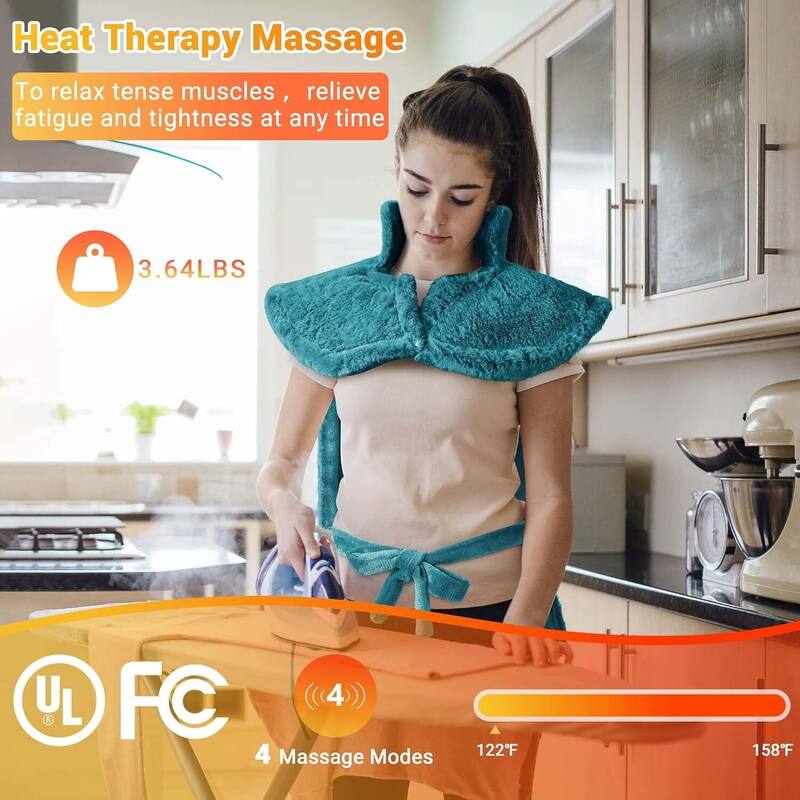 35"x24" Electric 4 Massaging Heating Pad for Back Neck Shoulders Pain Relief, Best Winter Gifts