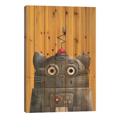 Cat Robot C.A.T Print On Wood by Doozal - Multi-Color