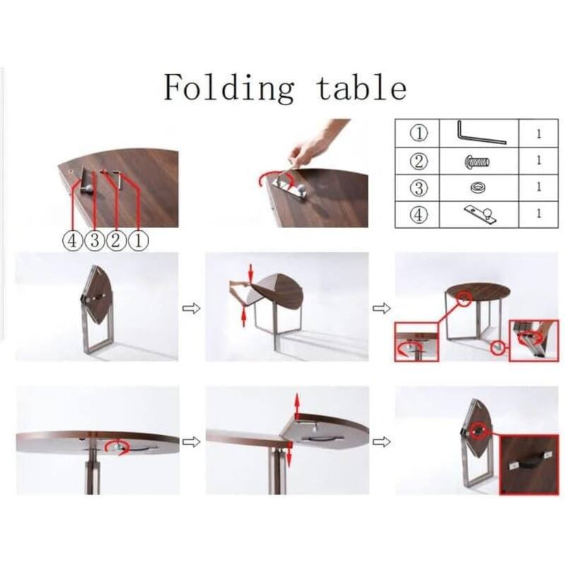 Chocolate Foldable Round Trifold Table 43" Multi-Use Space Saver