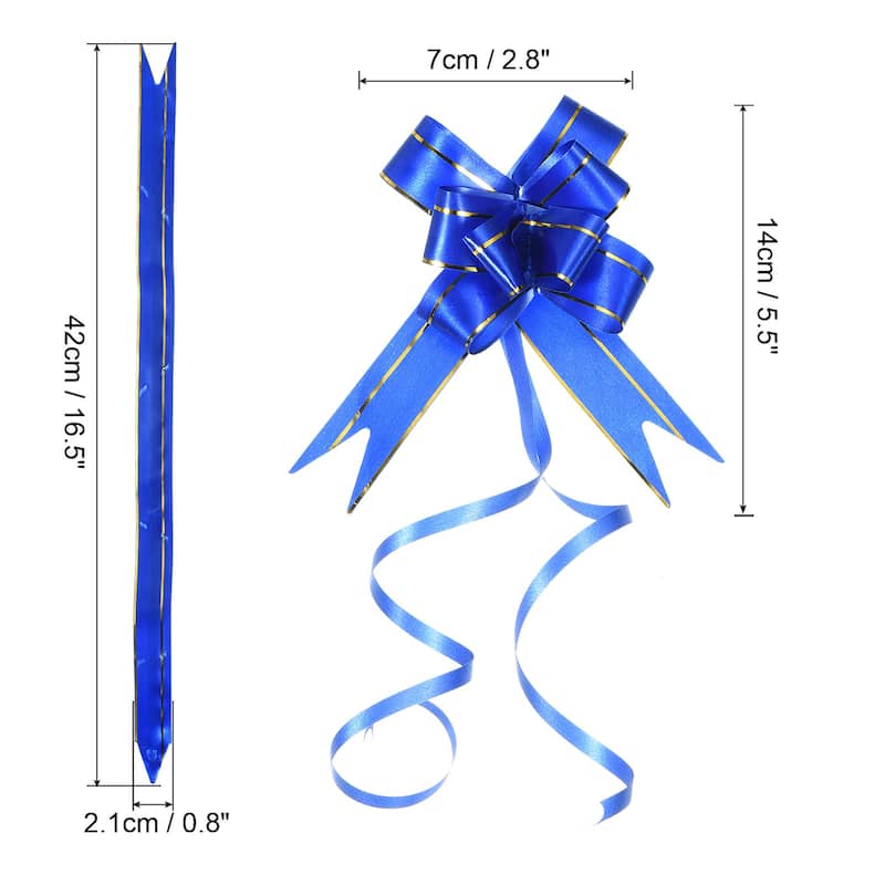 40Pcs 2.8" Pull Bows Present Wrapping String Bows Gold Thread Style - Dark Blue