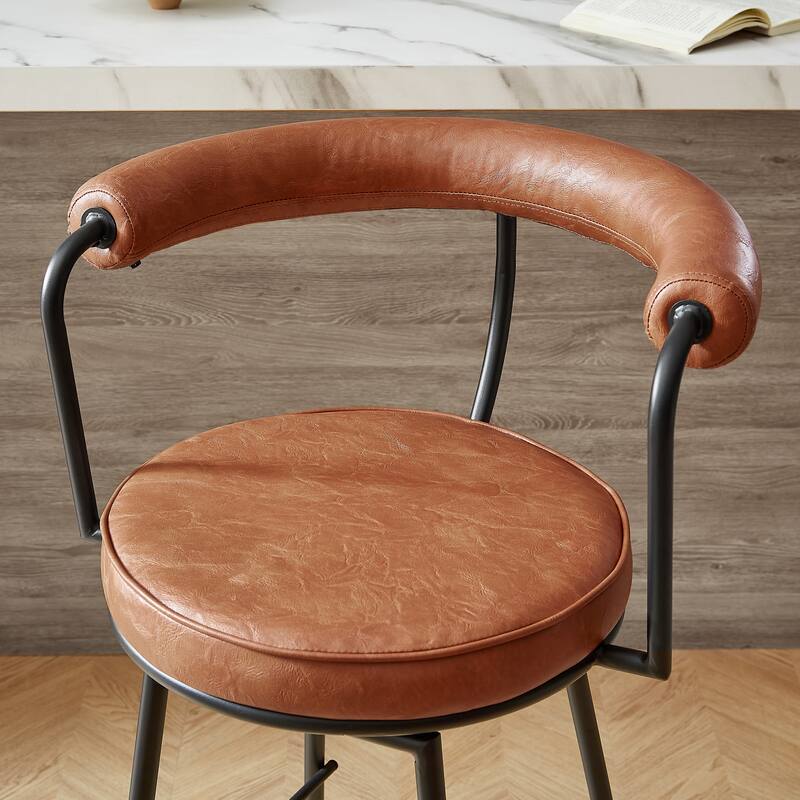 Art Leon Faux Leather Upholstery Swivel Barstool