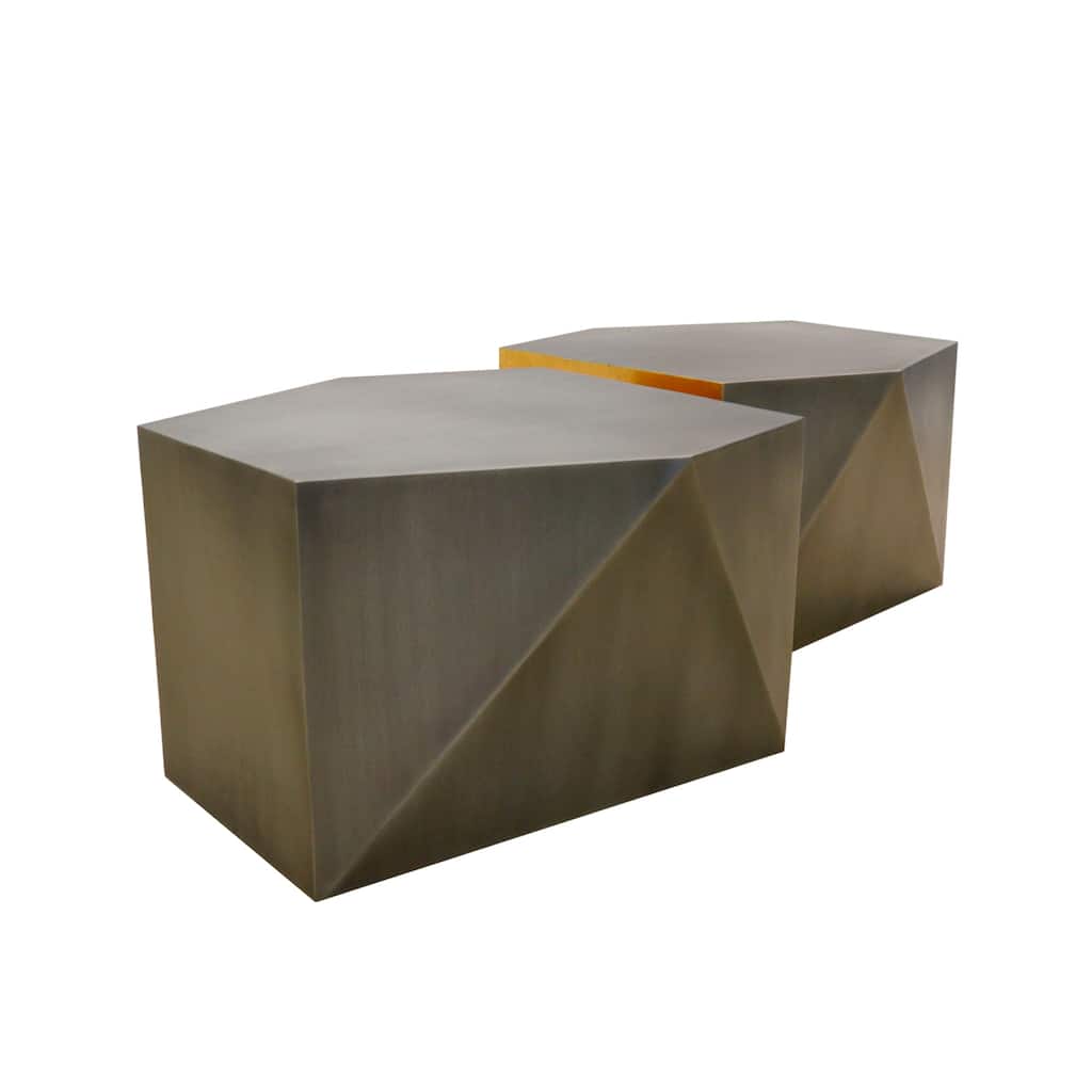 Pasargad Home Urban Chiz Style Zink Antique Finish Grey Coffee Table - W25"xD24"xH16"