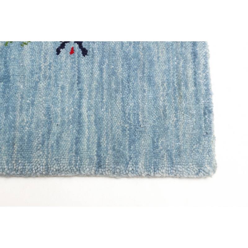ECARPETGALLERY Hand Loomed Kashkuli Gabbeh Sky Blue Wool Rug - 4'1 x 5'9