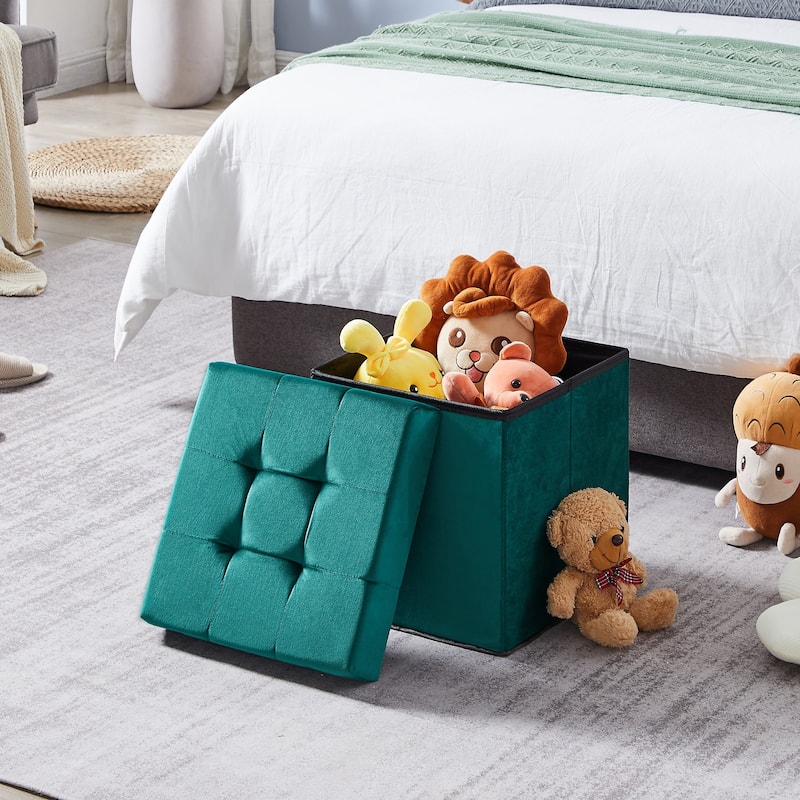 VECELO Modern Folding Tufted Square Storage Ottoman Foot Rest