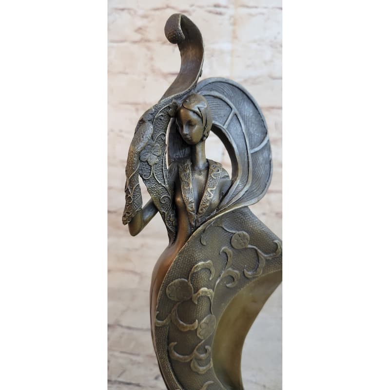 Signed Original Mavchi A Fashion Girl Bronze Sculpture Home Office Decoration
