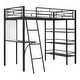 preview thumbnail 8 of 34, Stylish Metal Loft Bed Frame with 3 Layers of Shelves, Desk, Whiteboard, Ladder and Guardrails, Large Space Underneath