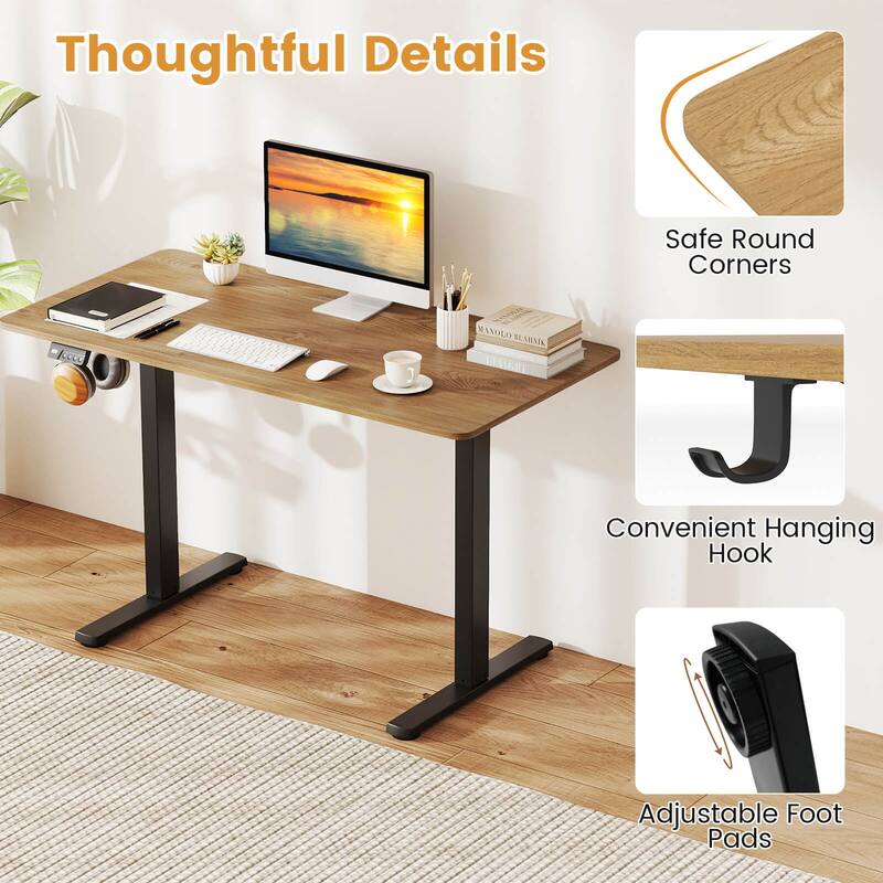 Costway 48” x 24” Electric Standing Desk with LED Display 2 Memory