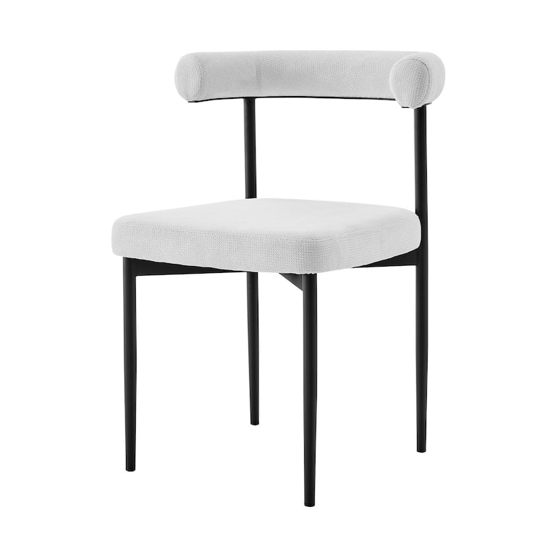 HomeRoots Set of Two Gray And Black Upholstered Polyester Open Back Dining Side Chairs
