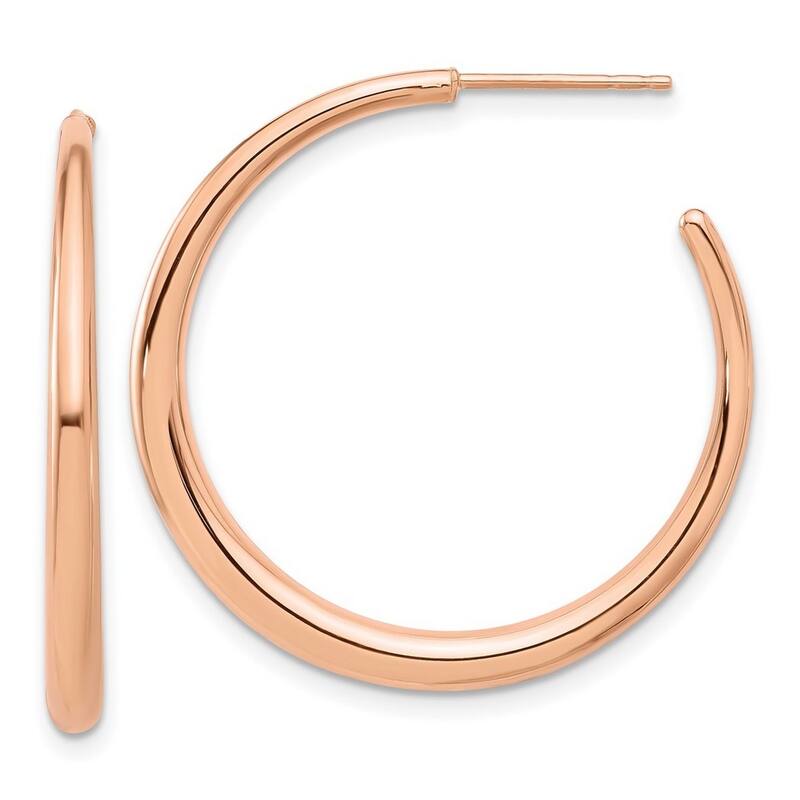 Curata 14k Rose Gold Polished Hoop Post Earrings - 32.1x32.2mm