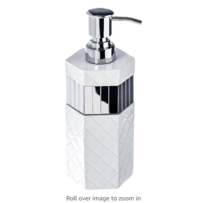 Creative Scents Quilted Mirror White Hand Soap Dispenser for Bathroom