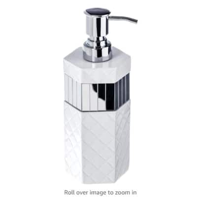 Creative Scents Quilted Mirror White Hand Soap Dispenser for Bathroom