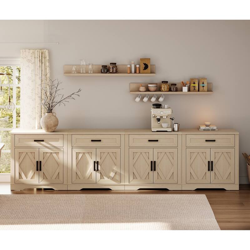 Farmhouse Entertainment Center with Storage Barn Door Cabinet for 50"-130" TVs