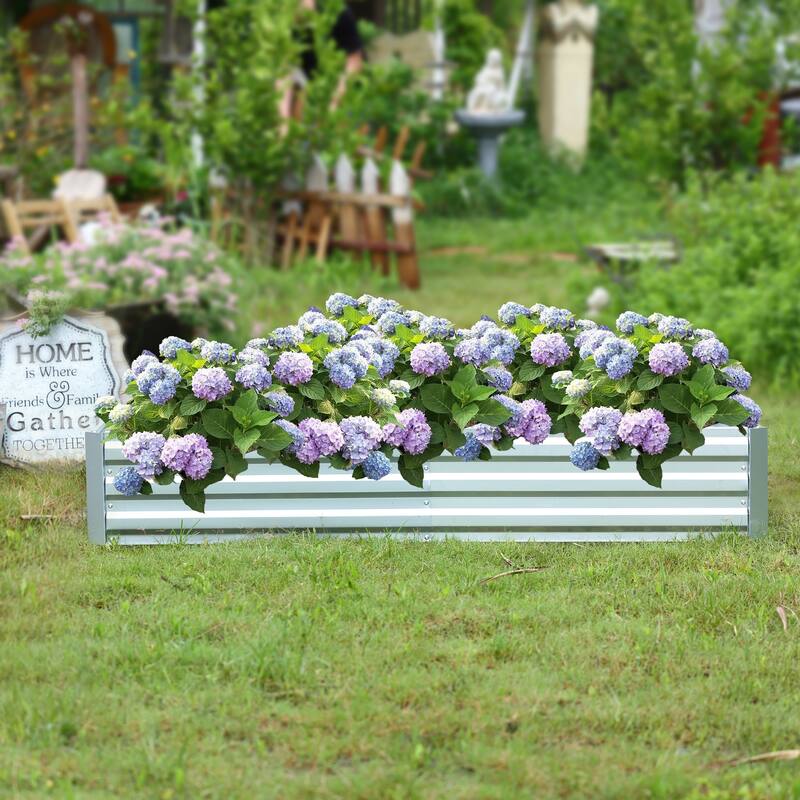 6-Ft Wide Galvanized Steel Rectangular Raised Garden Bed - 6 ft W x 3 ft D x 1 ft H