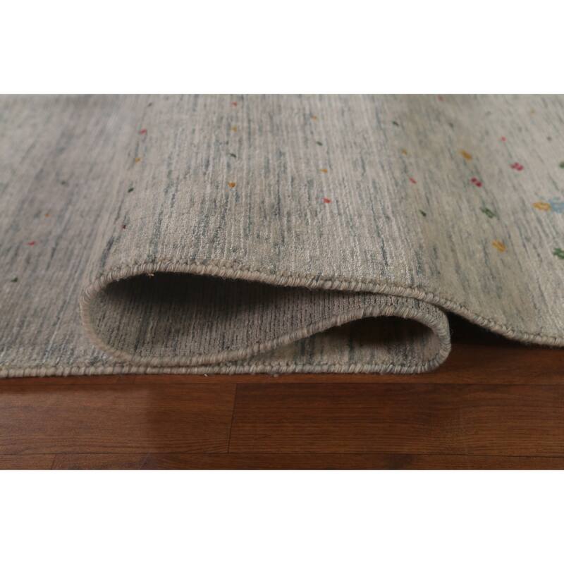 Ivory Tribal Gabbeh Indian Area Rug Handmade Wool Carpet - 9'0"x 11'7"