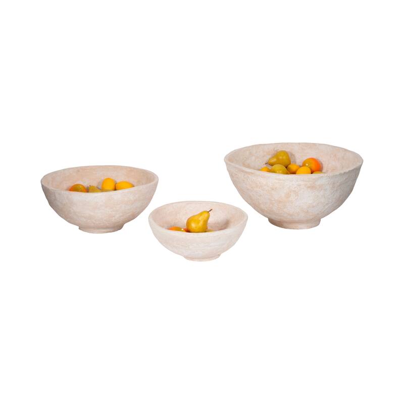 Pottery Paper Mache Bowls Handcrafted Unique Texture (Set of 3)