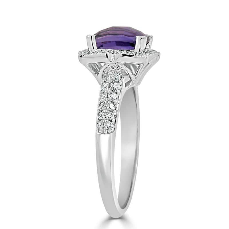 Auriya 3/4ct Fancy Cushion-cut Purple Amethyst Halo Diamond Engagement Ring 1/3ctw 14k Gold