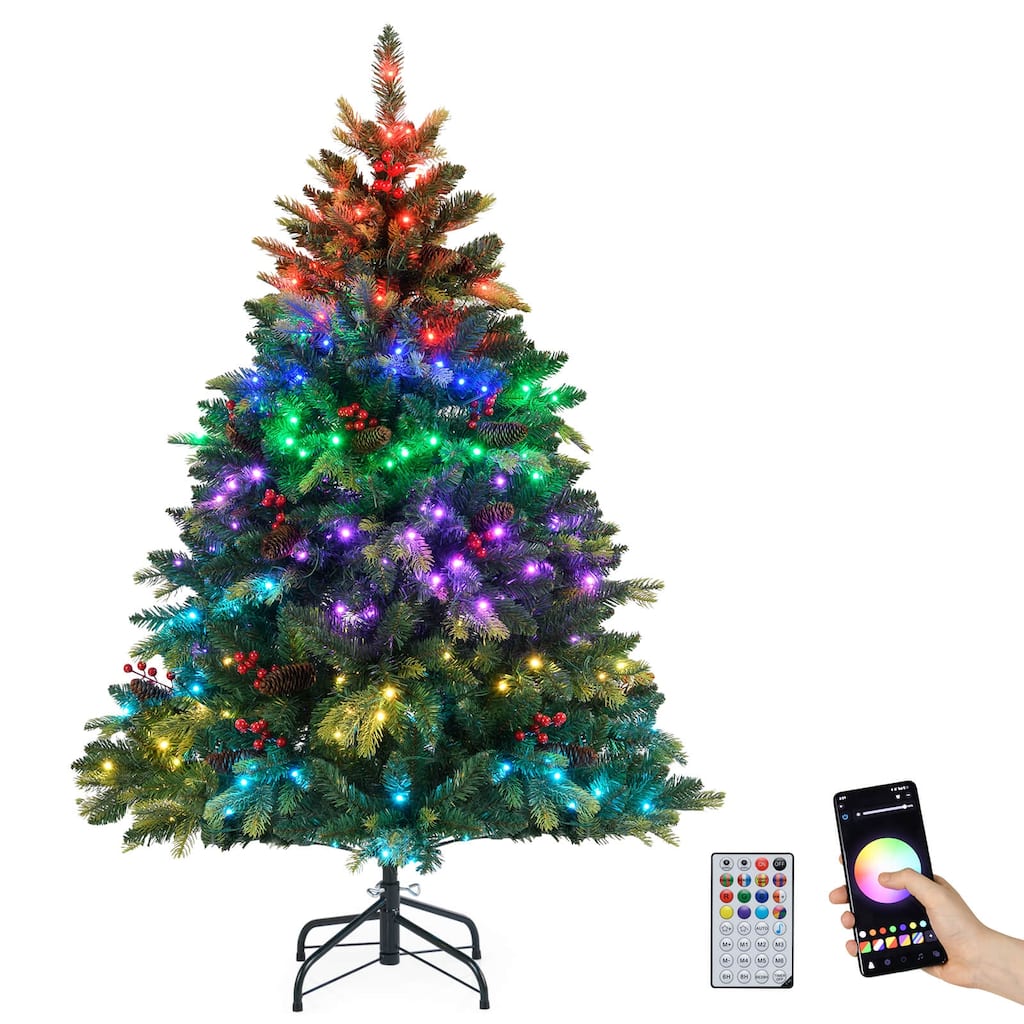 Costway 5/6/7/8 FT Artificial Christmas Tree with 250/370/500/650 RGB - Green - See Details