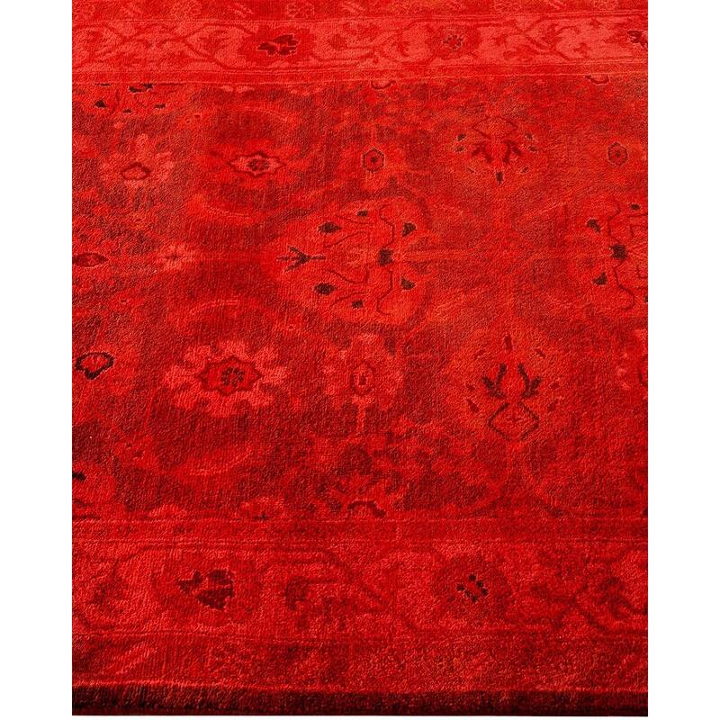 Overton Hand Knotted Wool Vintage Inspired Modern Contemporary Overdyed Red Runner Rug - 3' 1" x 15' 7"