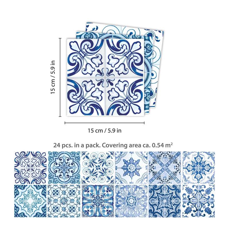 Blue Turkish Mediterranean Backsplash Tile Stickers