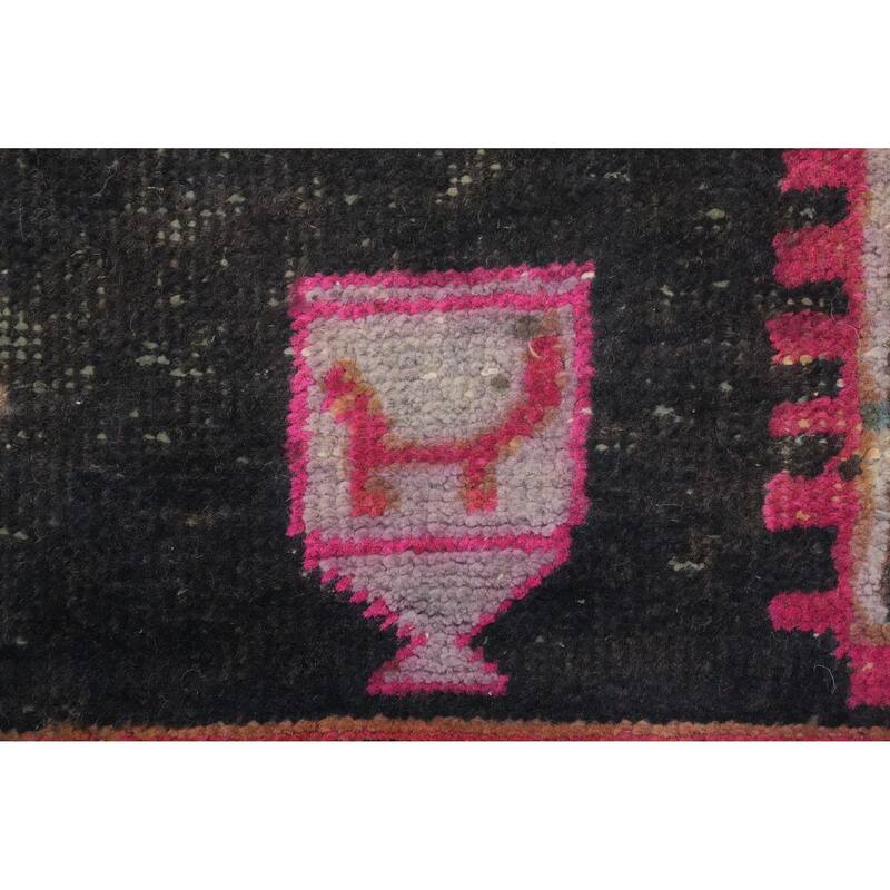 Hand Knotted Oriental 100% Wool Carpet Traditional Tribal Black Ardebil Runner Rug - 10' 6'' X 4' 3''