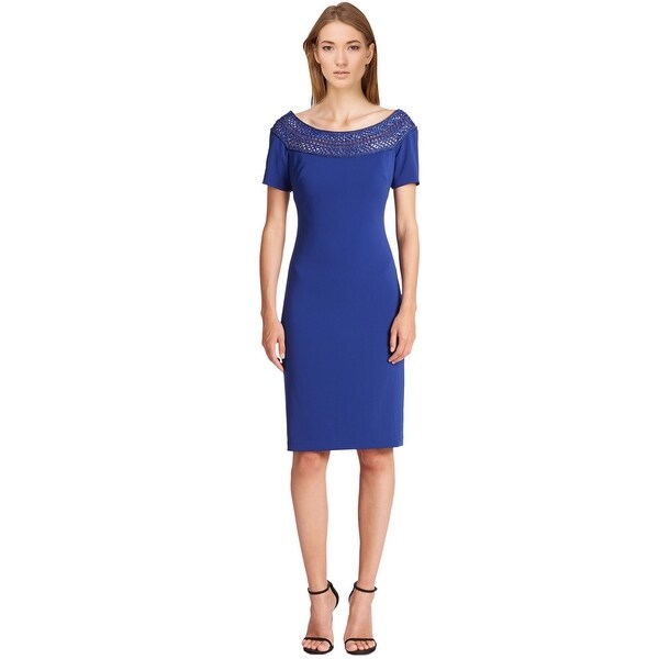 badgley mischka beaded sleeve cocktail dress