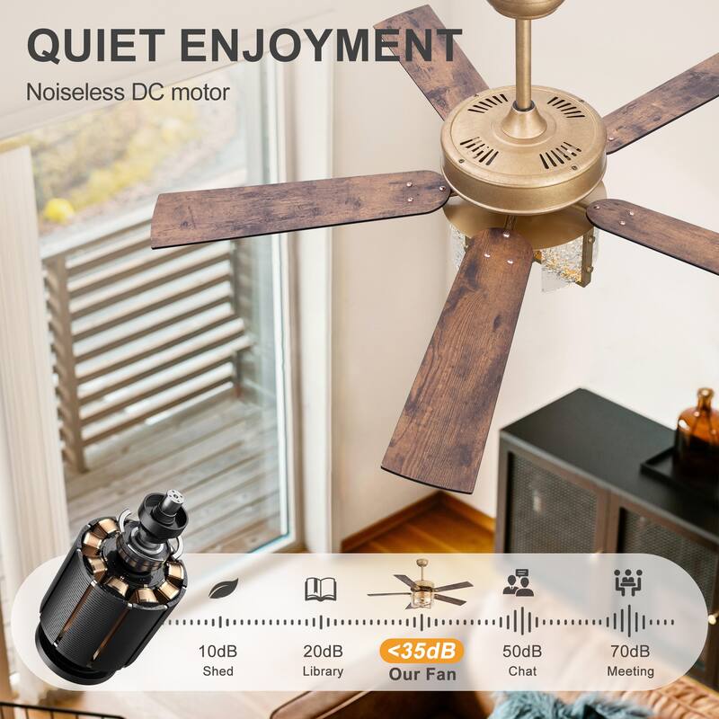 52" Reversible 5-Blade Caged Ceiling Fan with Light and Remote