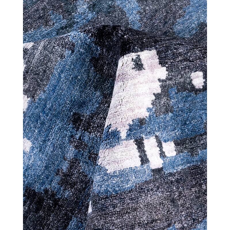 Modern One-of-a-Kind Handmade Area Rug, Blue - 9' 1" x 12' 1"