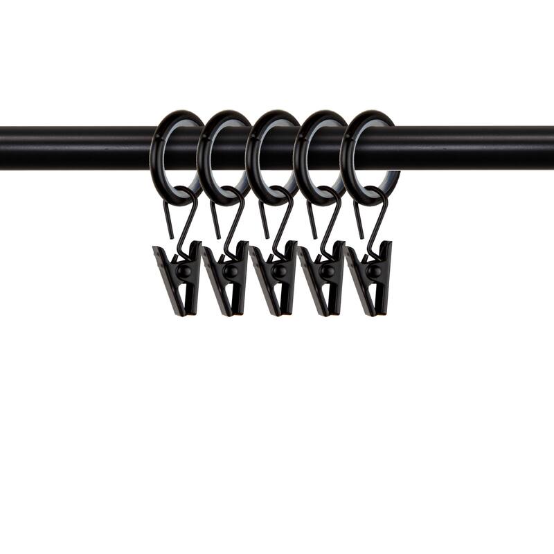 InStyleDesign 5/8 inch Noise-Canceling Curtain Rings w/Clip (Set of 10)
