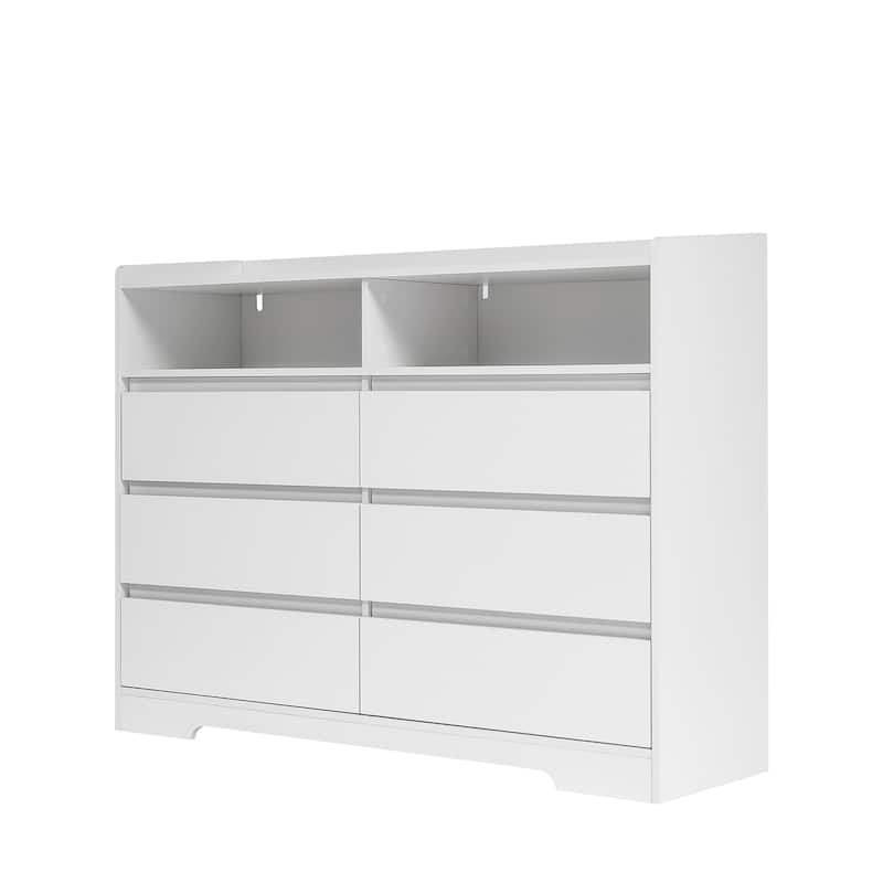 White Dresser for Bedroom with LED Lights