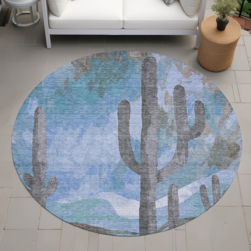 Machine Washable Indoor/ Outdoor Desert Inspiration Chantille Rug - Brown - 8' x 8'
