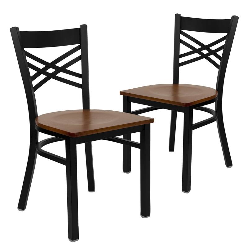 Steel X-back Restaurant Chair (Set of 2) - 16.5"W x 17"D x 32.25"H