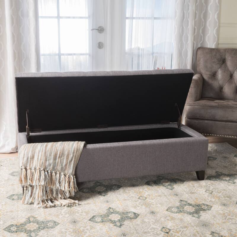 Mission Tufted Fabric Storage Ottoman Bench by Christopher Knight Home