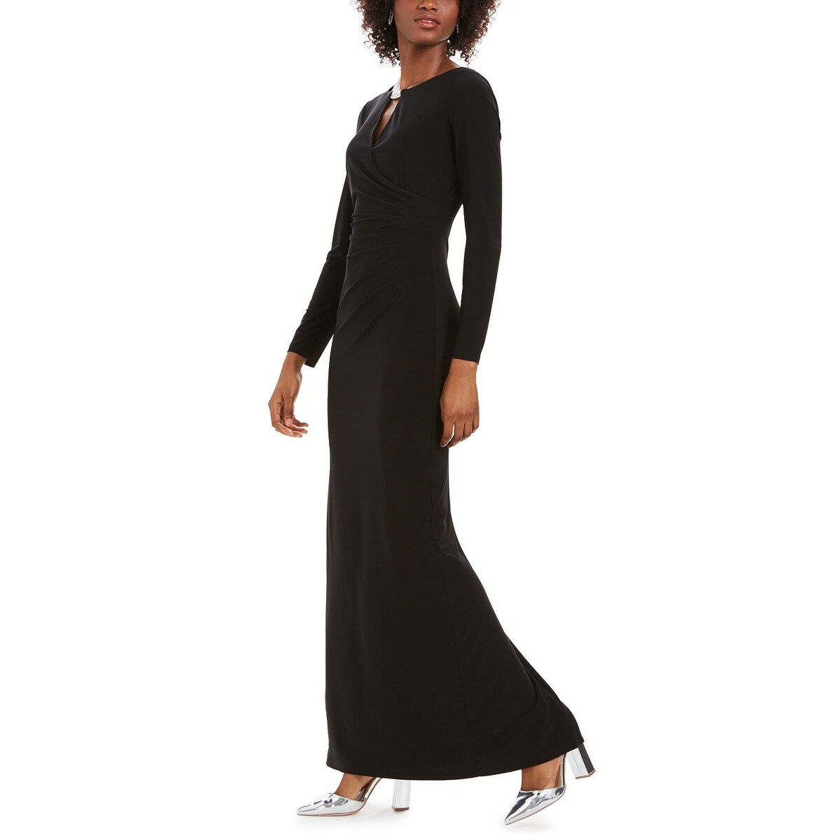 Vince Camuto Women's Embellished Long Sleeve Column Gown Black Size 14 -  Bed Bath & Beyond - 40563823