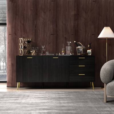 Modern 2-door Sideboard Storage Cabinet w/ 3 Drawers TV Stand Entryway