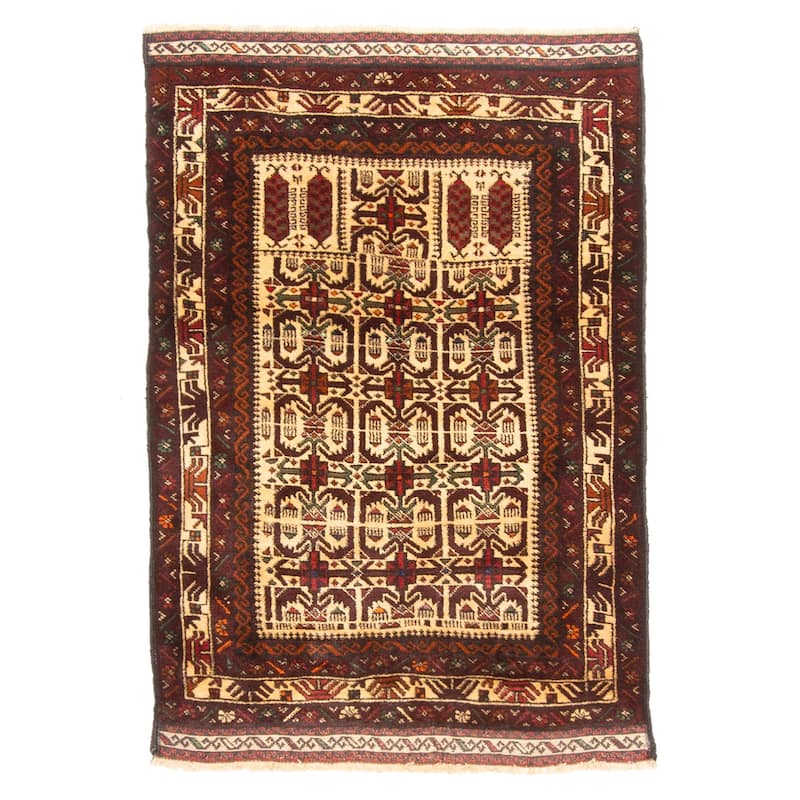 ECARPETGALLERY Hand-knotted Teimani Beige Wool Rug - 2'10 x 4'1